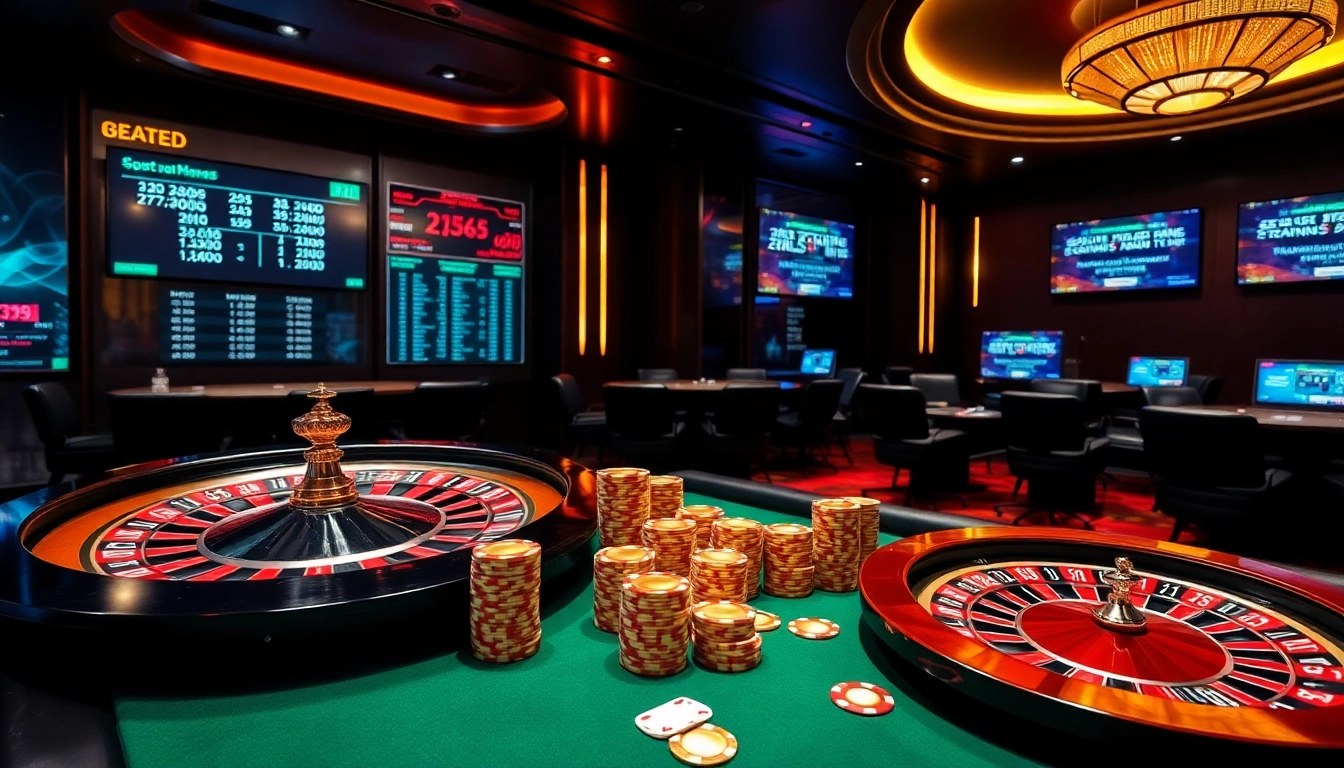 Engage with exciting games at https://mi88.com.mx/ showcasing luxury casino elements and vibrant atmosphere.