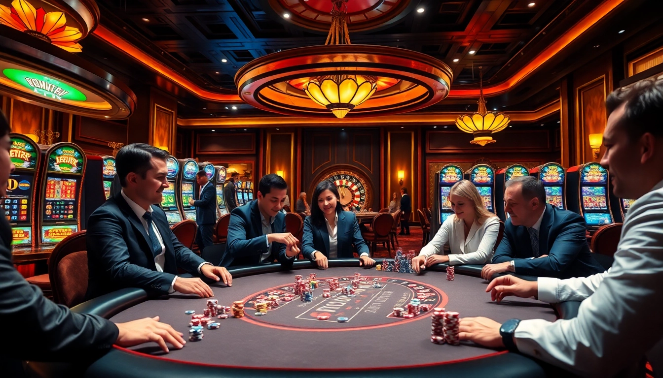 Gamblers enjoying exciting games at a casino table, referencing https://max88.bz/ for premium experiences.
