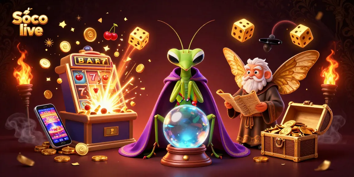 Soco live sparks excitement with colorful slot symbols and a mystical fortune teller scene.