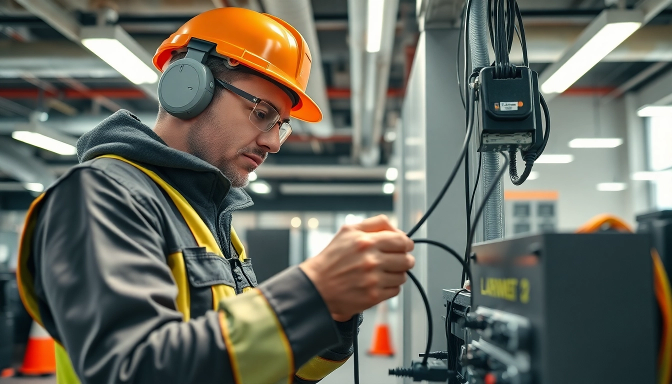 Commercial electrician Vancouver performing electrical installations in a modern office space.