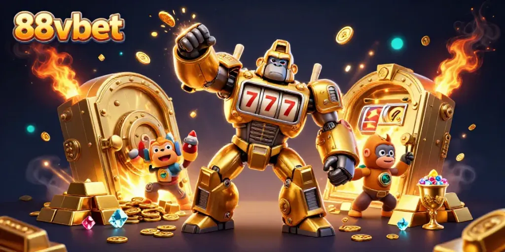 Experience the thrill of winning with 88vbet's unique gaming universe represented in a vibrant illustration.
