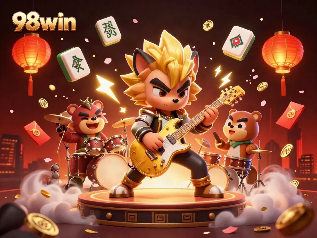 Engage in thrilling gameplay with 98win on a dazzling casino stage featuring vibrant characters and dynamic visuals.