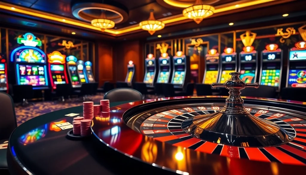 Catching the thrill of soibet ออนไลน์ with vibrant poker chips and roulette at a luxurious casino.