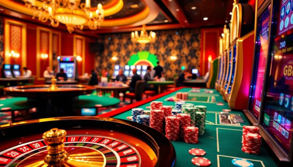 Experience thrilling gameplay at vin88 nhà cái with exciting cards, roulette wheels, and vibrant betting chips.