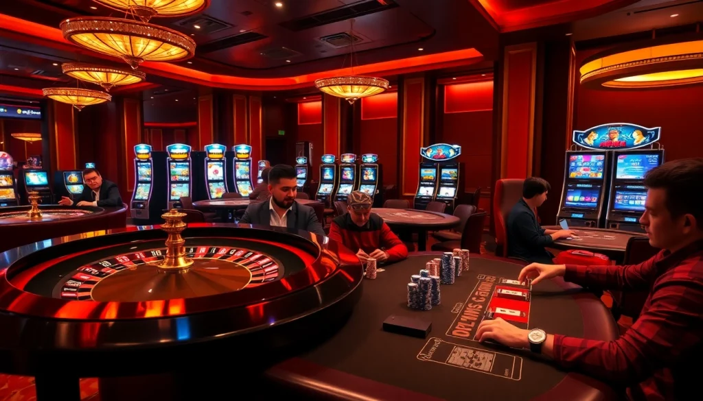Experience thrilling gameplay at https://red88.day/ with vibrant casino ambiance showcasing roulette and poker action.
