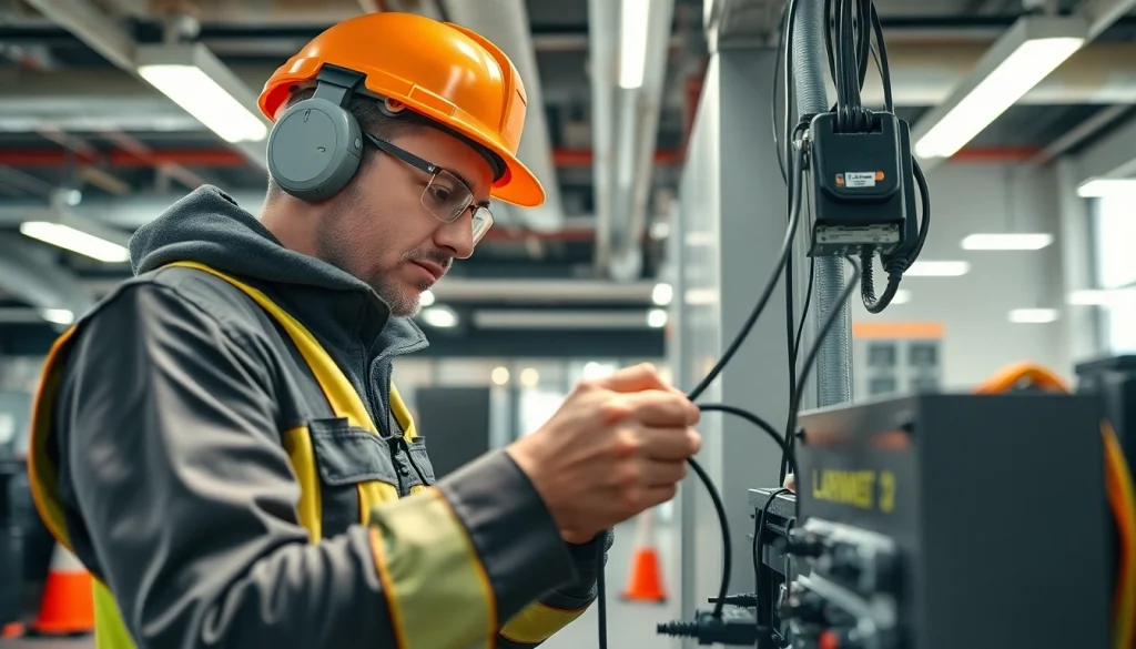 Commercial electrician Vancouver performing electrical installations in a modern office space.