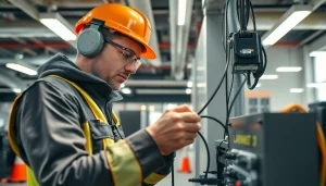 Commercial electrician Vancouver performing electrical installations in a modern office space.