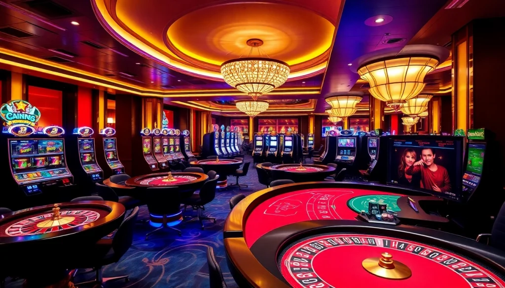 Experience thrilling gambling at 888NEW with elegant casino tables and vibrant slot machines.