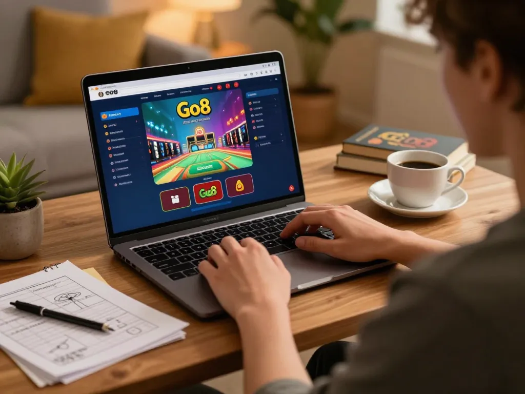 Engaging in online casino gameplay on the trang chủ go8 platform with cozy atmosphere and strategy notes.