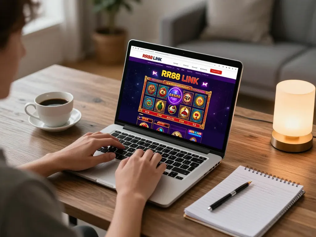 Engaging gameplay experience on RR88 LINK displayed on laptop, showcasing online gambling environment.