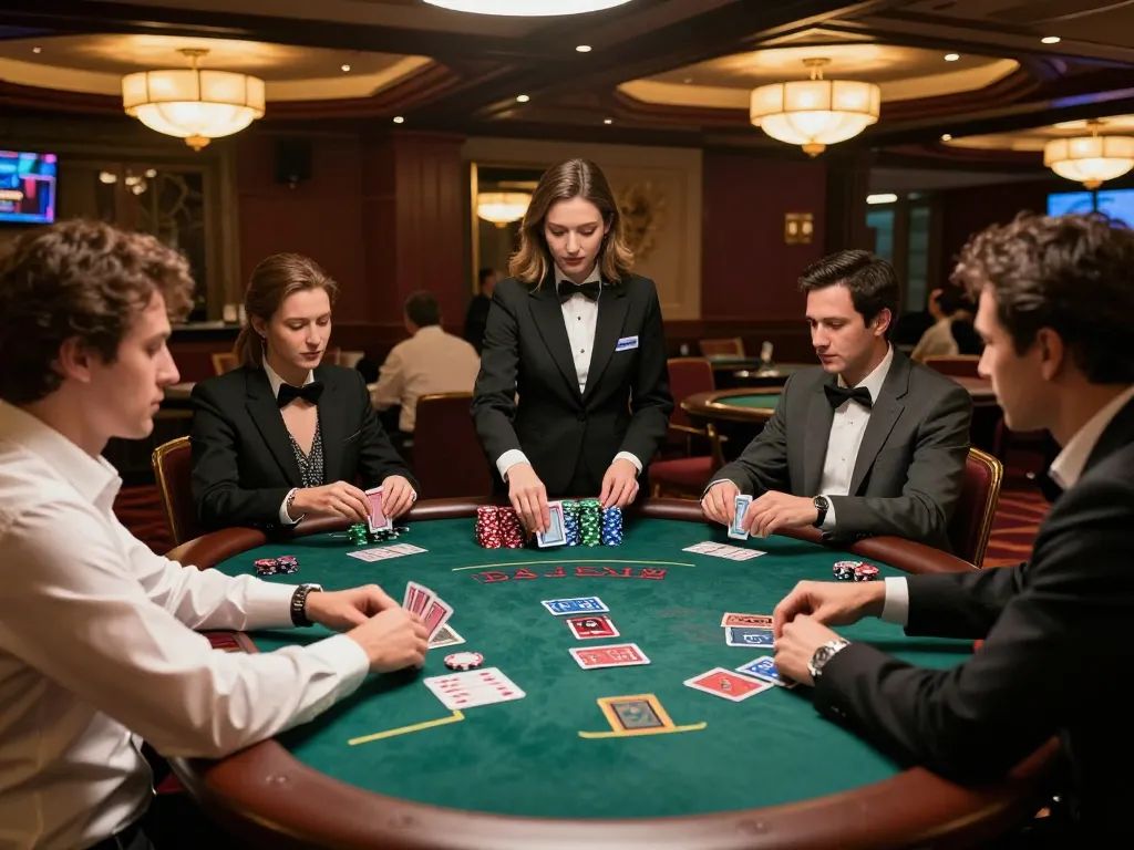 Experience high-stakes blackjack at fyhot casino with players strategizing their bets.