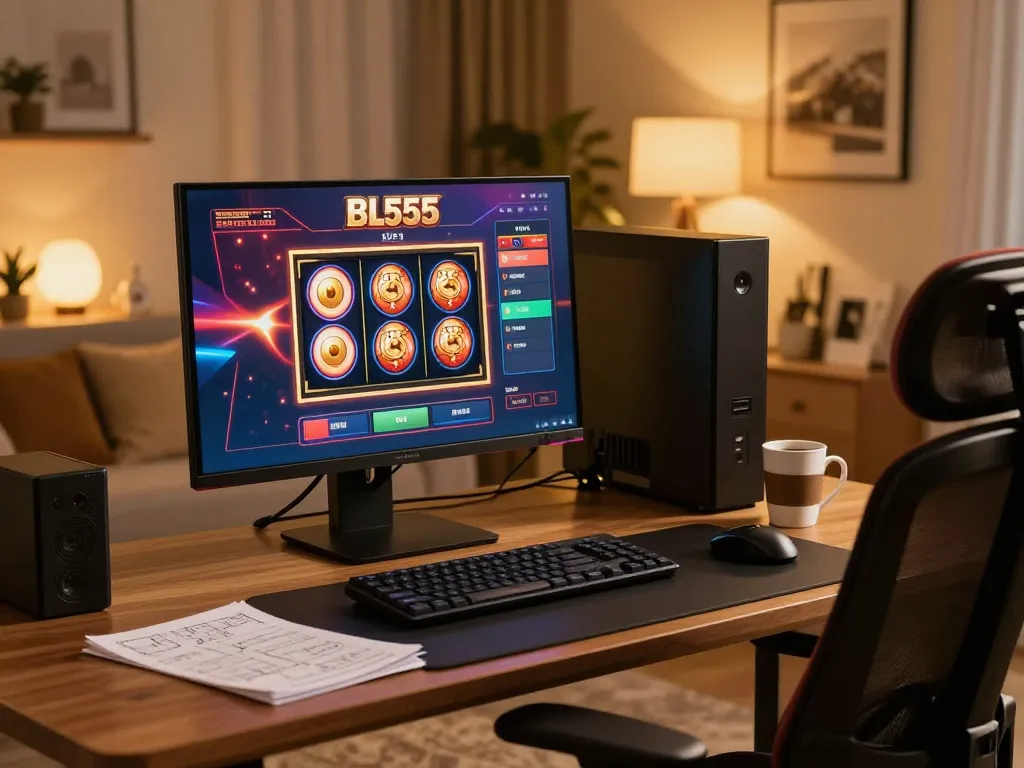 Engage in exciting bl555 casino gaming from your stylish home setup with vibrant slot reels.