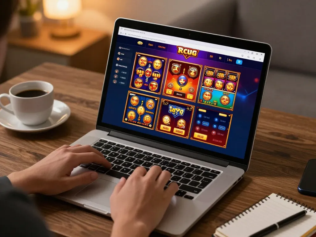 Nohu90 online gaming experience capturing a player engaged in strategic gameplay on laptop.