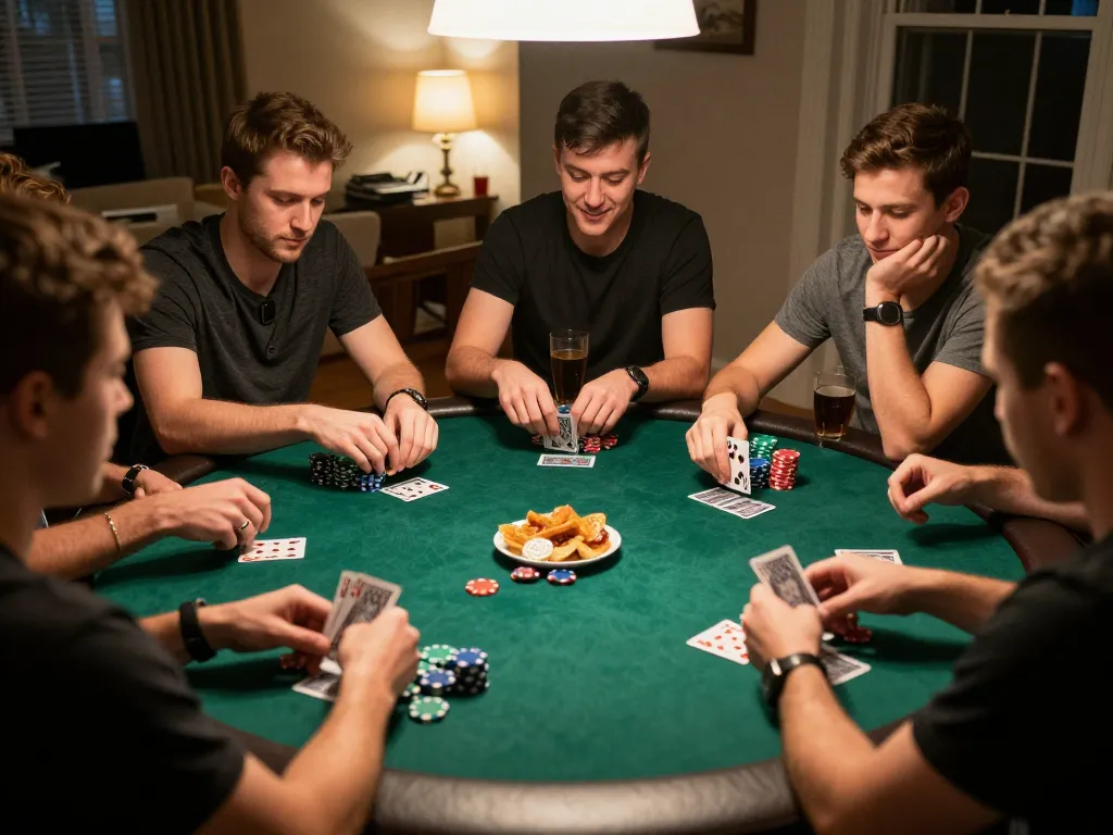Friends engaged in a tactical poker game, highlighting the competitive spirit of 13win.
