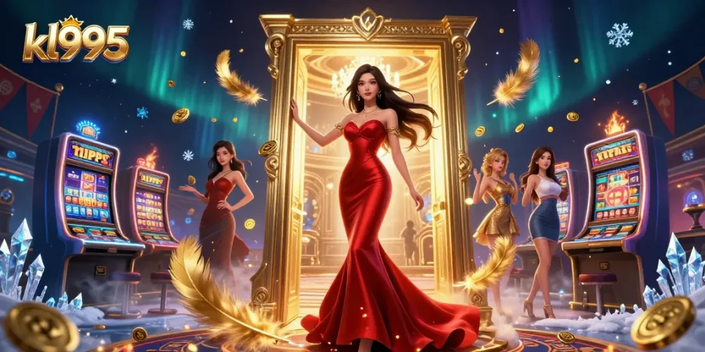 Experience thrilling gameplay at kl995 with a stunning Asian woman in a luxury casino setting.