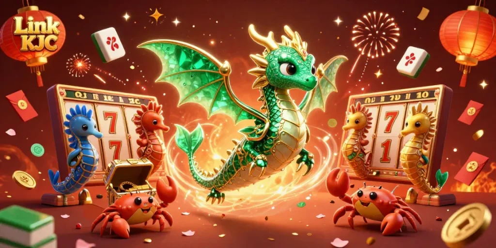 Experience thrilling gameplay at Link KJC with a vibrant array of casino elements in a festive setting.