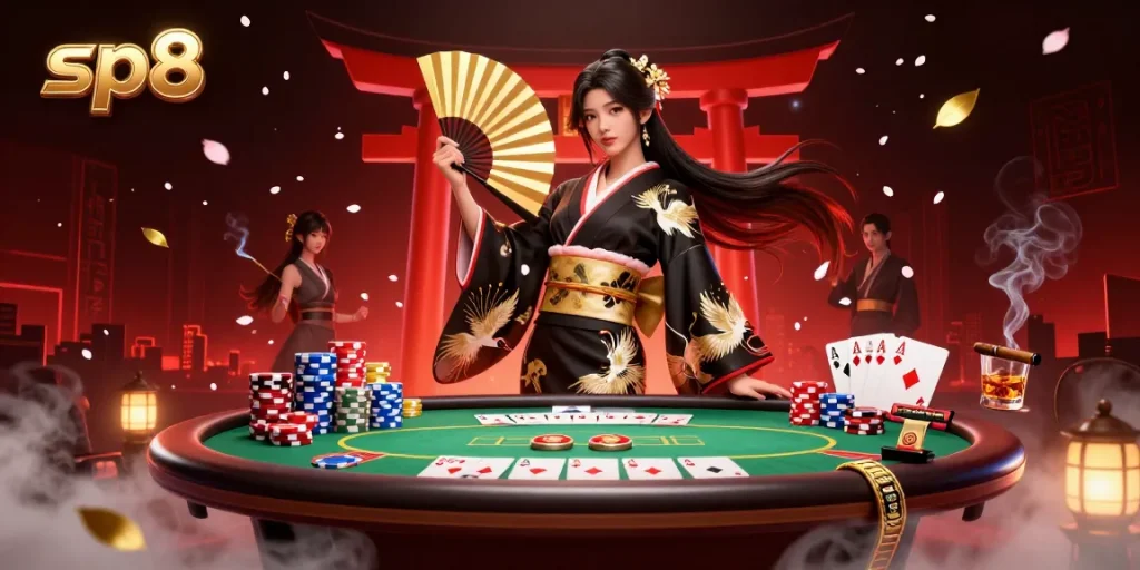 Experience the excitement at sp8 with dynamic poker action and vibrant game elements illuminating the scene.