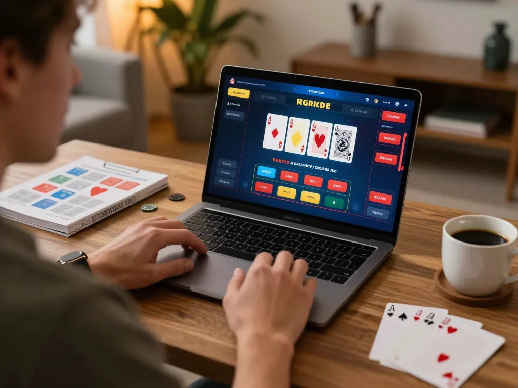 Engaging in CO88 online blackjack to improve game strategy in a cozy home office