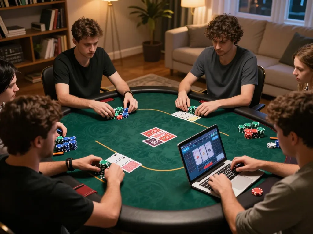 Players strategically engaging in online poker at 33win from their cozy setting.